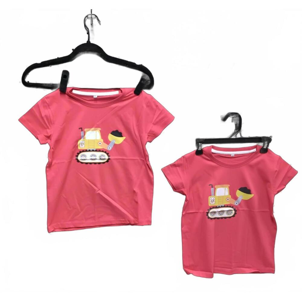 Cute Pink Kids' Construction Tee - sizes 6/7